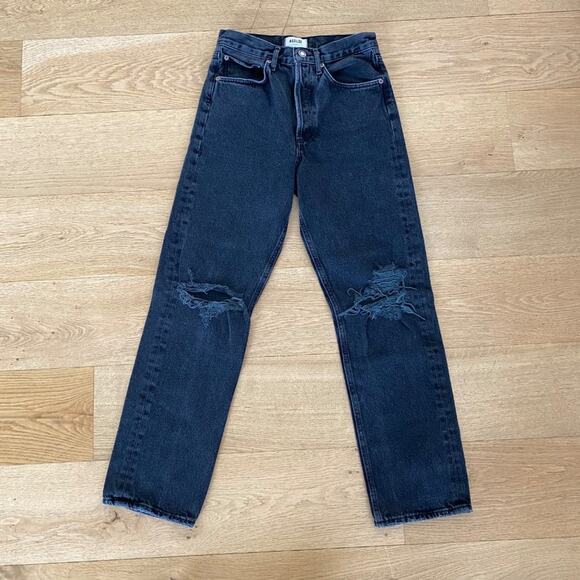 Agolde - Cut Knee Straight Leg Jeans in Black - Picture 1 of 5